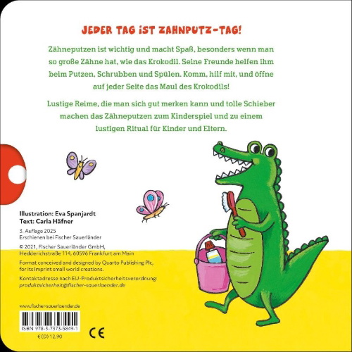 Buchcover und Innenansicht für das Buch: Auch Krokodile wollen Zähneputzen