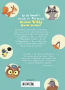 Buchcover und Innenansicht für das Buch: Waschbär Willi Wunderquatsch - Die Erfindung der Trompetenwurst und weitere verrückte Abenteuer