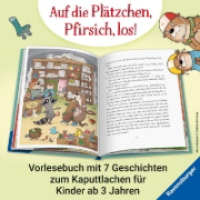 Buchcover und Innenansicht für das Buch: Waschbär Willi Wunderquatsch - Die Erfindung der Trompetenwurst und weitere verrückte Abenteuer
