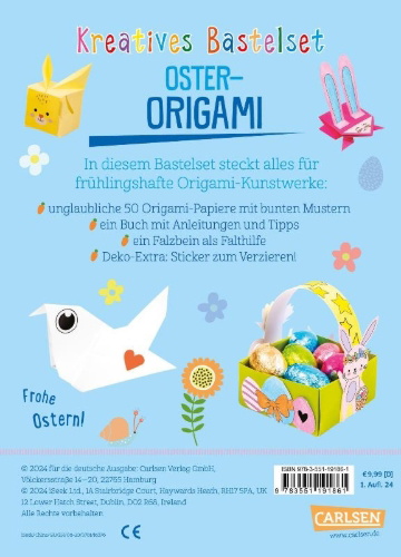 Buchcover und Innenansicht für das Buch: Bastelset für Kinder: Kreatives Bastelset: Oster-Origami