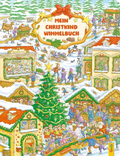 Buchcover und Innenansicht für das Buch: Mein Christkind-Wimmelbuch