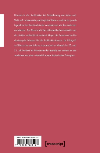 Buchcover und Innenansicht für das Buch: Mimesis und moderne Architektur