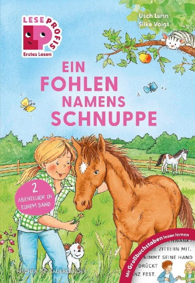 Buchcover und Innenansicht für das Buch: Leseprofis - GROSSBUCHSTABEN: EIN FOHLEN NAMENS SCHNUPPE, 1. Klasse