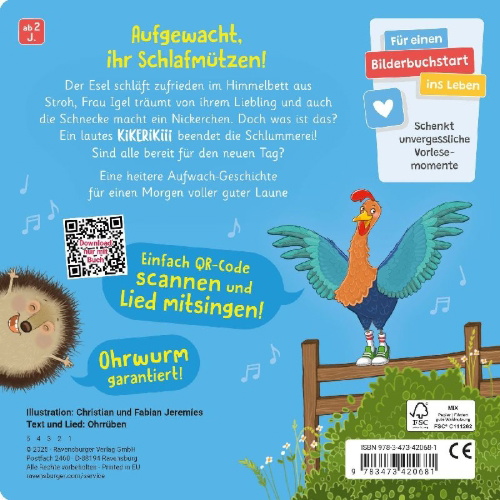Buchcover und Innenansicht für das Buch: Kikeriki! Vorbei ist's mit der Träumerei!