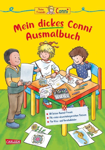 Buchcover und Innenansicht für das Buch: Conni Gelbe Reihe (Beschäftigungsbuch): Mein dickes Conni-Ausmalbuch