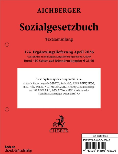 Buchcover und Innenansicht für das Buch: Sozialgesetzbuch  174. Ergänzungslieferung