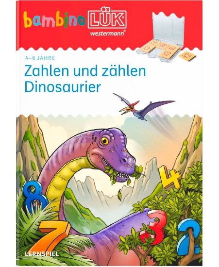 Buchcover und Innenansicht für das Buch: bambinoLÜK. 4/5/6 Jahre Zählen lernen mit den Dinos