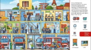 Buchcover und Innenansicht für das Buch: Suche und finde! Sound-Wimmelbuch - Feuerwehr