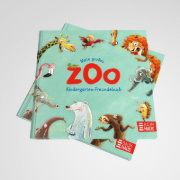 Buchcover und Innenansicht für das Buch: Mein großes Zoo Kindergarten-Freundebuch