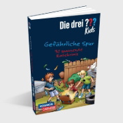 Buchcover und Innenansicht für das Buch: Die drei ??? Kids: Gefährliche Spur. 30 spannende Ratekrimis!