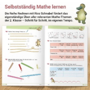 Buchcover und Innenansicht für das Buch: Rechnen mit Rico Schnabel Klasse 2, Heft 3 - Selbstständig Größen und Sachrechnen trainieren