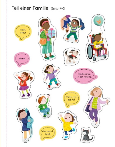 Buchcover und Innenansicht für das Buch: Mein erstes Stickerbuch: Familien