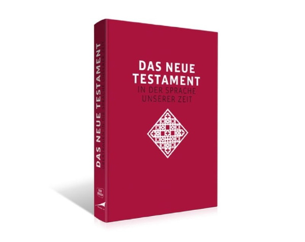 Buchcover und Innenansicht für das Buch: Das neue Testament. Übertragen in die Sprache unserer Zeit. Rote Ausgabe