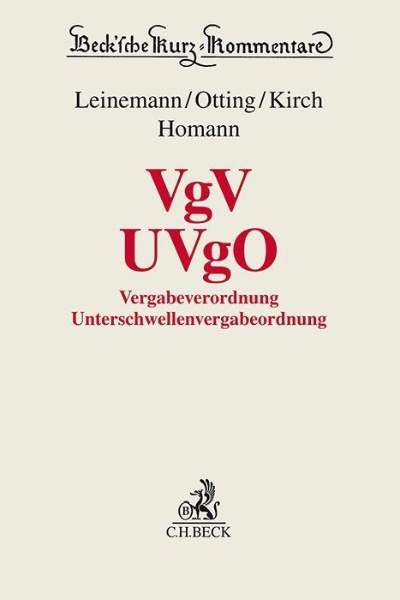 Buchcover und Innenansicht für das Buch: VgV - UVgO