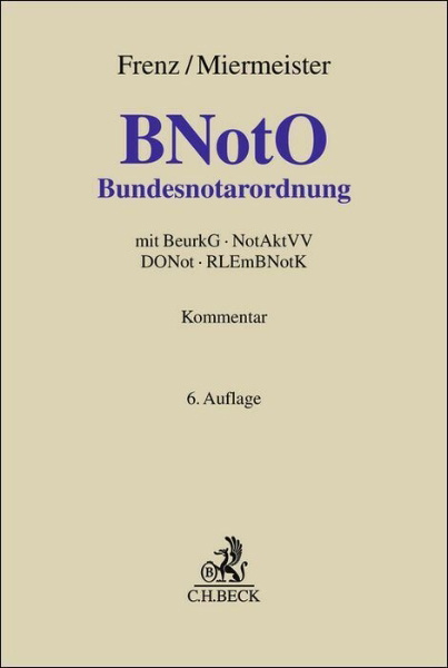 Buchcover und Innenansicht für das Buch: Bundesnotarordnung. BNotO