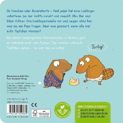 Buchcover und Innenansicht für das Buch: Uhu in der Unterhose