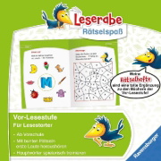 Buchcover und Innenansicht für das Buch: Ravensburger Leserabe Rätselspaß - Abc-Rätsel für Lesestarter ab 5 Jahren - Vor-Lesestufe