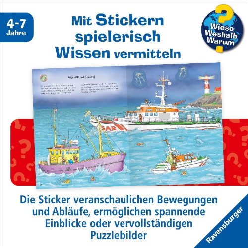 Buchcover und Innenansicht für das Buch: Wieso? Weshalb? Warum? Stickerheft: Einsatzfahrzeuge