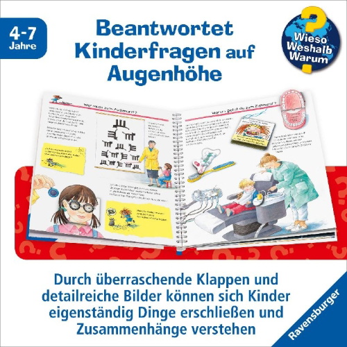 Buchcover und Innenansicht für das Buch: Wieso? Weshalb? Warum?, Band 9: Zu Besuch beim Kinderarzt