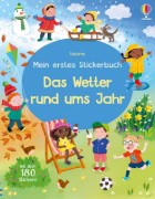 Buchcover und Innenansicht für das Buch: Mein erstes Stickerbuch: Das Wetter rund ums Jahr