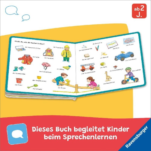 Buchcover und Innenansicht für das Buch: Mein Bilder-Wörterbuch: Im Kindergarten