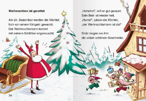 Buchcover und Innenansicht für das Buch: Wichtel Wolle rettet Weihnachten - Leserabe ab 1. Klasse - Erstlesebuch für Kinder ab 6 Jahren