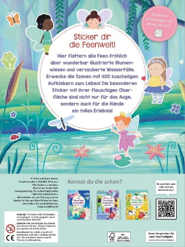 Buchcover und Innenansicht für das Buch: Mein flauschiges Stickerheft - Feen
