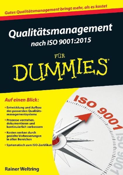 Buchcover und Innenansicht für das Buch: Qualitätsmanagement nach ISO 9001:2015 für Dummies