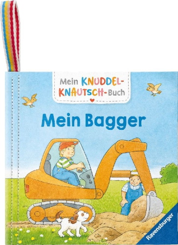 Buchcover und Innenansicht für das Buch: Mein Knuddel-Knautsch-Buch - Mein Bagger