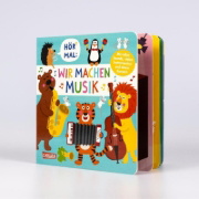 Buchcover und Innenansicht für das Buch: Hör mal (Soundbuch): Wir machen Musik