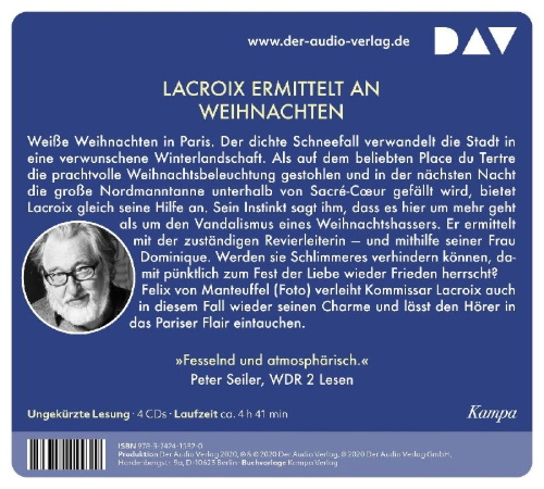 Buchcover und Innenansicht für das Buch: Lacroix und die stille Nacht von Montmartre. Sein dritter Fall