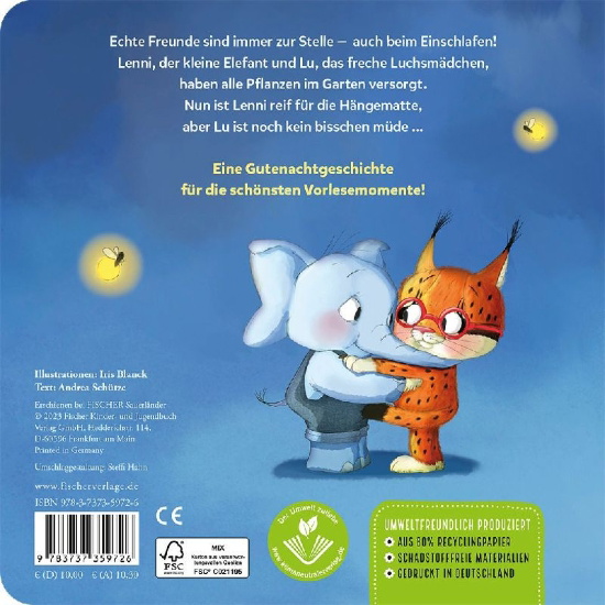 Buchcover und Innenansicht für das Buch: Lenni und Lu sagen Gute Nacht