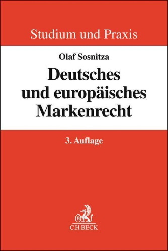 Buchcover und Innenansicht für das Buch: Deutsches und europäisches Markenrecht