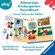 Buchcover und Innenansicht für das Buch: Play+ Mein allererstes Soundbuch Im Kindergarten - ab 12 Monate