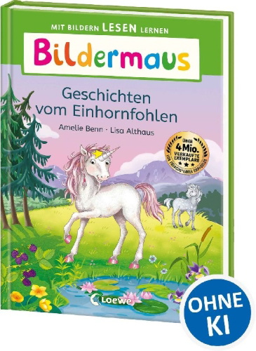 Buchcover und Innenansicht für das Buch: Bildermaus - Geschichten vom Einhornfohlen