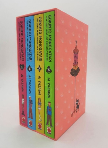 Buchcover und Innenansicht für das Buch: Gokinjo Monogatari - Von Liebe, Mode und großen Träumen Schuber (Band 1 bis 4)