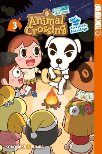 Buchcover und Innenansicht für das Buch: Animal Crossing: New Horizons - Turbulente Inseltage 03