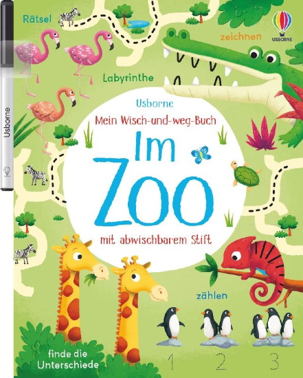 Buchcover und Innenansicht für das Buch: Wipe-Clean Zoo Activities