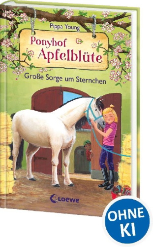 Buchcover und Innenansicht für das Buch: Ponyhof Apfelblüte (Band 18) - Große Sorge um Sternchen