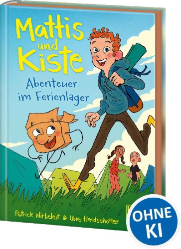 Buchcover und Innenansicht für das Buch: Mattis und Kiste (Band 1) - Abenteuer im Ferienlager