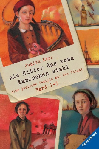 Buchcover und Innenansicht für das Buch: When Hitler Stole Pink Rabbit (Als Hitler das rosa Kaninchen stahl), The other way round (Warten bis der Frieden kommt), A Small person for away (Eine Art Familientreffen)