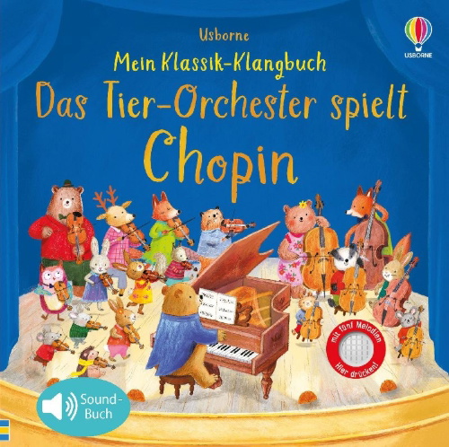 Buchcover und Innenansicht für das Buch: Mein Klassik-Klangbuch: Das Tierorchester spielt Chopin