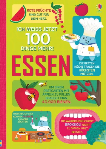 Buchcover und Innenansicht für das Buch: Ich weiß jetzt 100 Dinge mehr! Essen