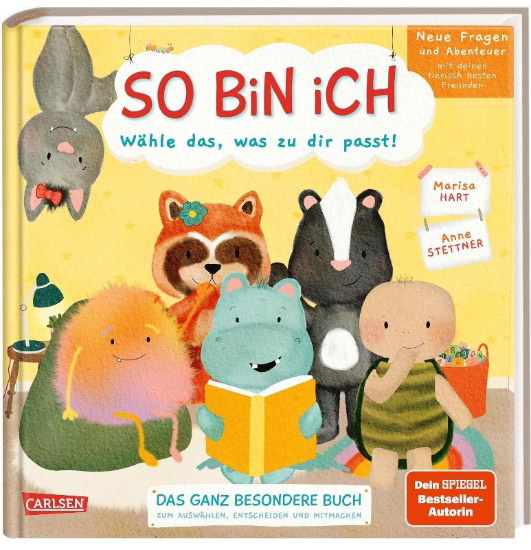 Buchcover und Innenansicht für das Buch: So bin ich - Neue Fragen und Abenteuer mit deinen tierisch besten Freunden