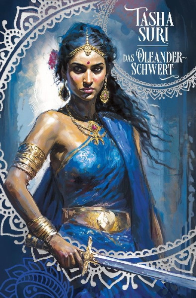 Buchcover und Innenansicht für das Buch: Das Oleander-Schwert (Die brennenden Reiche 2) Collector's Edition mit Farbschnitt, Lesebändchen und Mini-Print