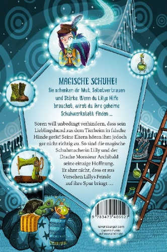 Buchcover und Innenansicht für das Buch: Lillys magische Schuhe, Band 2: Die verbotenen Stiefel