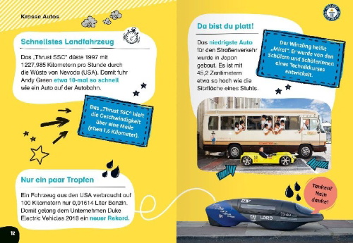 Buchcover und Innenansicht für das Buch: Guinness World Records - Fahrzeuge