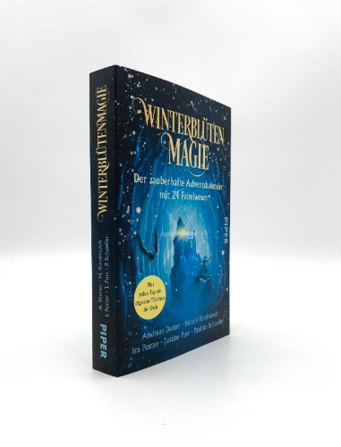 Buchcover und Innenansicht für das Buch: Winterblütenmagie. Der zauberhafte Adventskalender mit 24 Fabelwesen