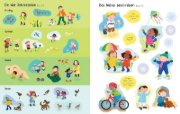 Buchcover und Innenansicht für das Buch: Mein erstes Stickerbuch: Das Wetter rund ums Jahr