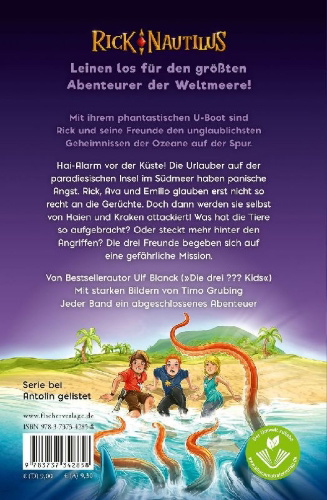 Buchcover und Innenansicht für das Buch: Rick Nautilus - Angriff der Haie